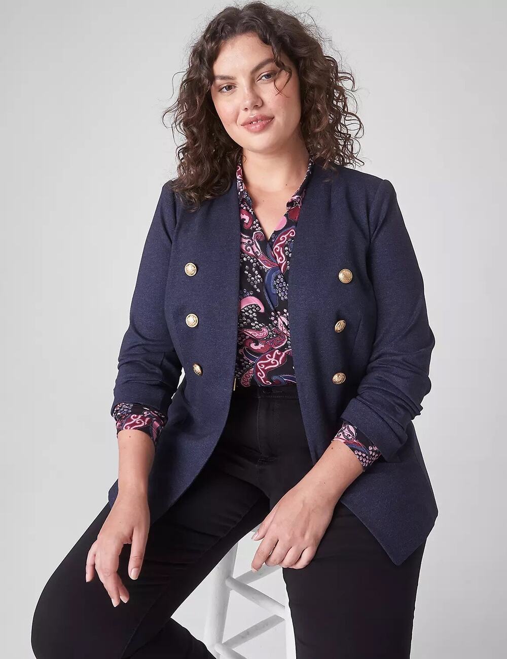 Lane Bryant Faux-Denim Bryant Blazer 20P / 20 Petite / 18/20 / 2XP